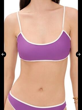 Purple Contrast-Trim Bralette Bikini Top